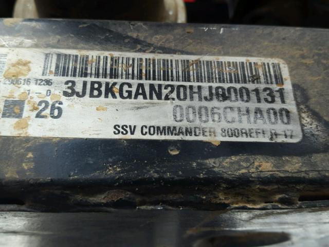 3JBKGAN20HJ000131 - 2017 CAN-AM COMMANDER RED photo 10