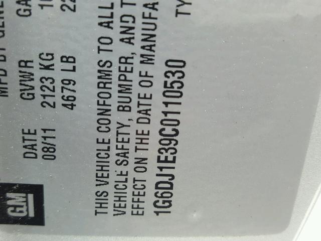 1G6DJ1E39C0110530 - 2012 CADILLAC CTS PERFOR فضي صورة 10