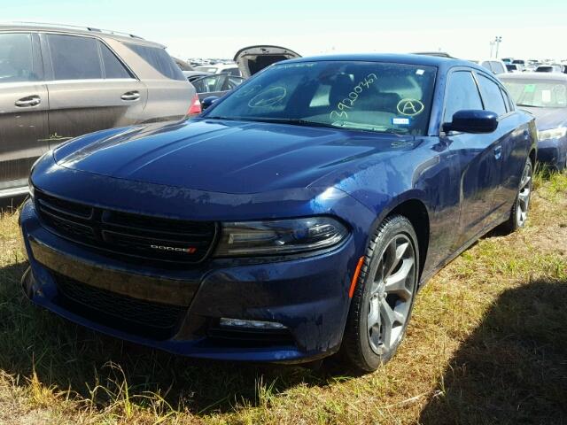 2C3CDXHG4FH800966 - 2015 DODGE CHARGER BLUE photo 2