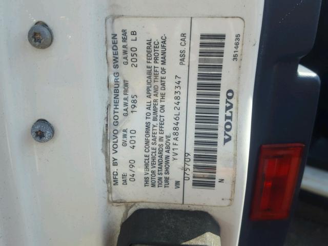 YV1FA8846L2483347 - 1990 VOLVO 740 BASE WHITE photo 10