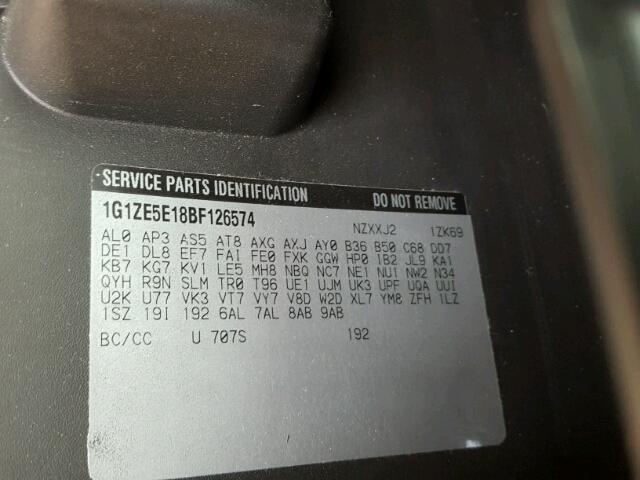 1G1ZE5E18BF126574 - 2011 CHEVROLET MALIBU LTZ 灰色 照片 10