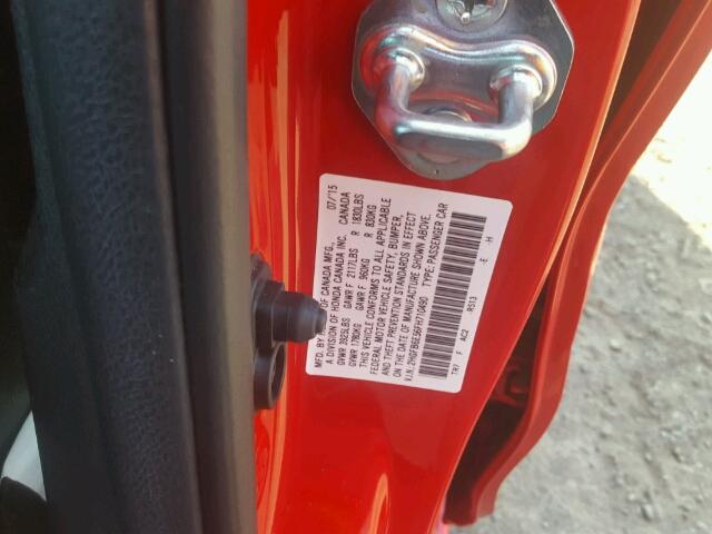 2HGFB6E56FH710490 - 2015 HONDA CIVIC SI RED photo 10