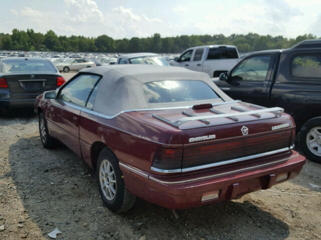 1C3XJ4530MG162783 - 1991 CHRYSLER LEBARON 栗色 照片 3