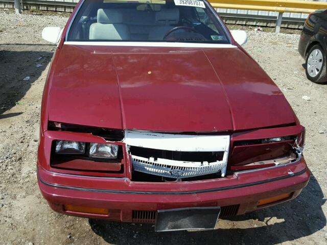 1C3XJ4530MG162783 - 1991 CHRYSLER LEBARON 栗色 照片 7