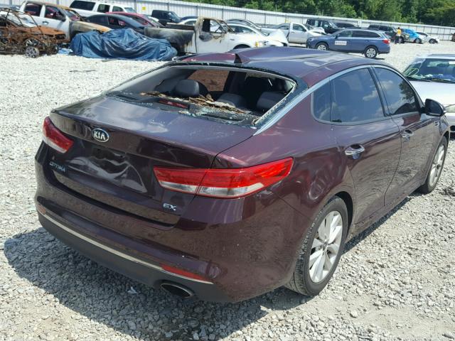 5XXGU4L37GG013921 - 2016 KIA OPTIMA EX BURGUNDY photo 4