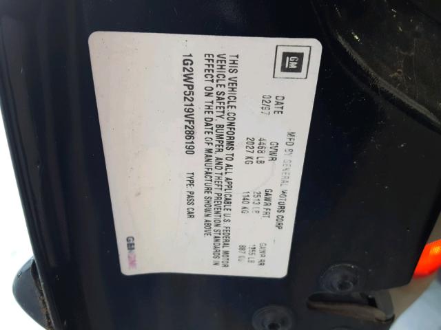 1G2WP5219VF286190 - 1997 PONTIAC GRAND PRIX Чорний фото 10