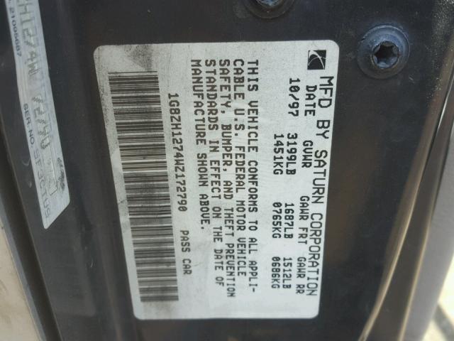 1G8ZH1274WZ172790 - 1998 SATURN SC2 SILVER photo 10