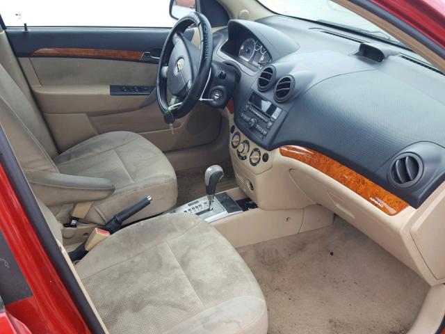 KL1TD5DE9AB096728 - 2010 CHEVROLET AVEO LS RED photo 5