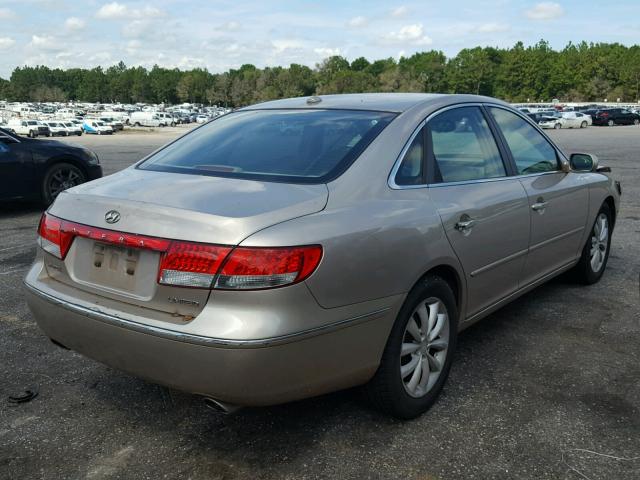 KMHFC46F97A211914 - 2007 HYUNDAI AZERA SE BEIGE photo 4