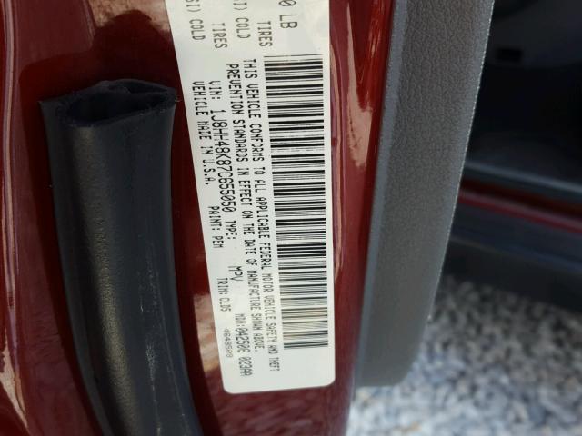 1J8HH48K87C655050 - 2007 JEEP COMMANDER წითელი ფოტო 10