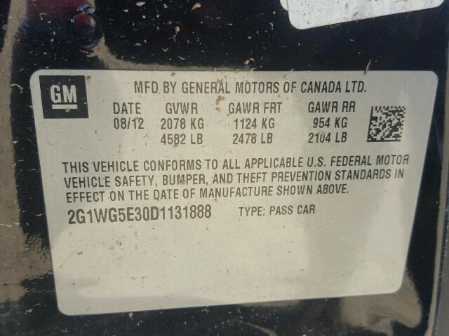 2G1WG5E30D1131888 - 2013 CHEVROLET IMPALA LT Սև լուսանկար 10