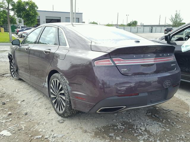 3LN6L5HC9HR623699 - 2017 LINCOLN MKZ BLACK MAROON photo 3