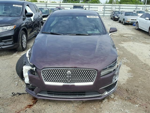 3LN6L5HC9HR623699 - 2017 LINCOLN MKZ BLACK MAROON photo 9