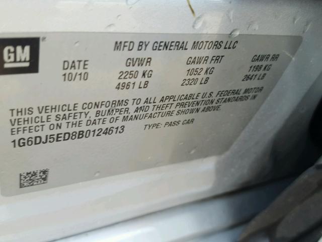 1G6DJ5ED8B0124613 - 2011 CADILLAC CTS PERFOR 银色 照片 10