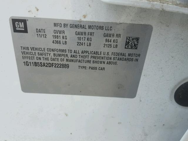 1G11B5SA2DF222889 - 2013 CHEVROLET MALIBU LS Ağ foto 10