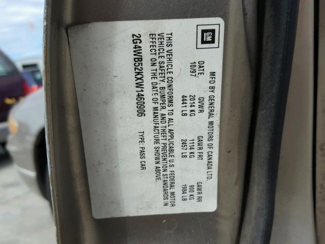 2G4WB52KXW1460906 - 1998 BUICK REGAL LS 金色 照片 10