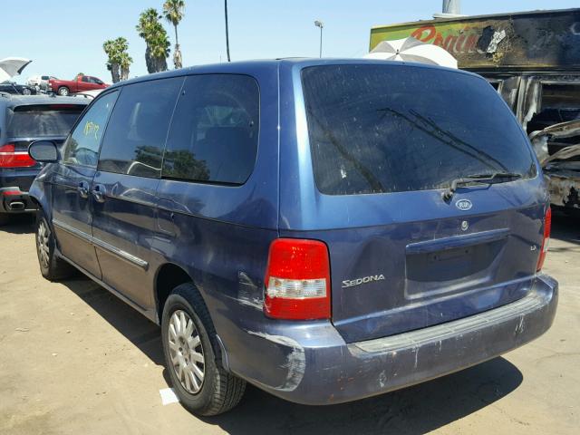 KNDUP131426339724 - 2002 KIA SEDONA EX BLUE photo 3