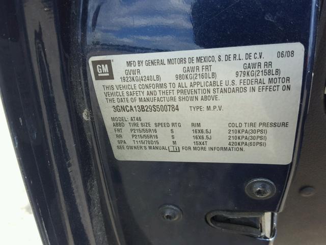 3GNCA13B29S500784 - 2009 CHEVROLET HHR LS Azul foto 10