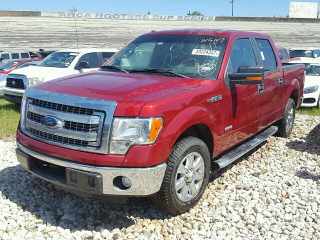 1FTFW1CT5DKF84961 - 2013 FORD F150 BURGUNDY photo 2