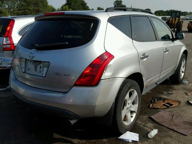 JN8AZ08W43W219973 - 2003 NISSAN MURANO SILVER photo 4