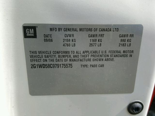 2G1WD58C979175575 - 2007 CHEVROLET IMPALA SUP 白色 照片 10