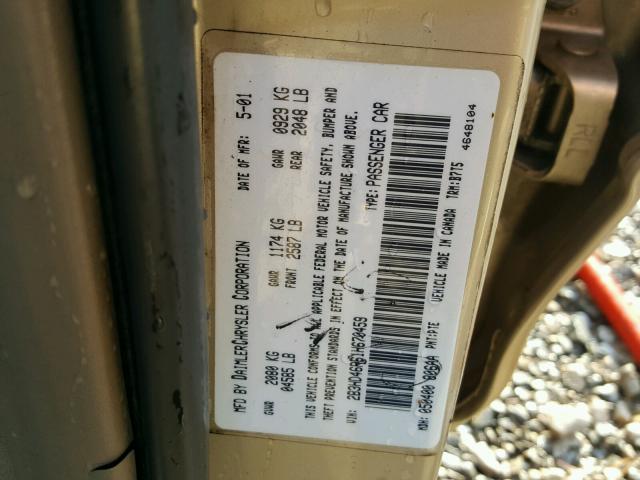 2B3HD46R61H670459 - 2001 DODGE INTREPID S 棕色 照片 10