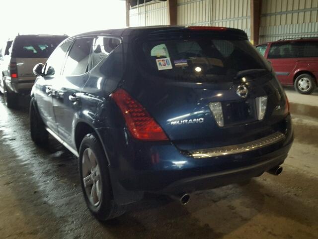 JN8AZ08T57W530159 - 2007 NISSAN MURANO SL BLUE photo 3