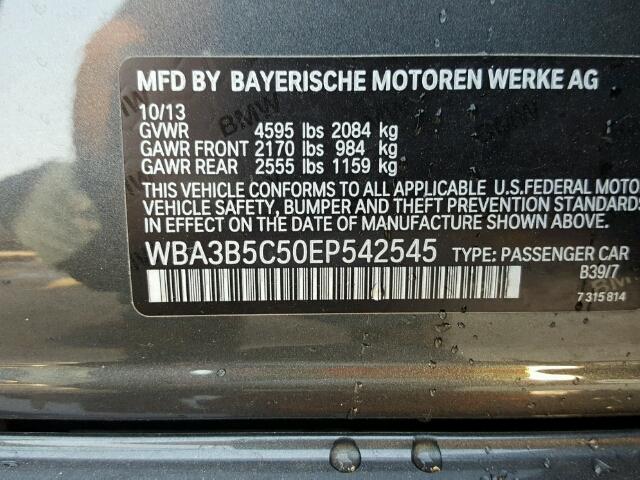 WBA3B5C50EP542545 - 2014 BMW 328 CHARCOAL photo 10