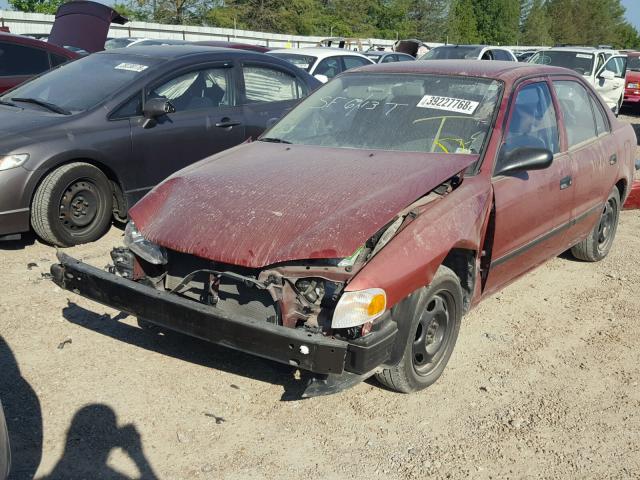 1Y1SK5289XZ441713 - 1999 CHEVROLET GEO PRIZM 红色 照片 2