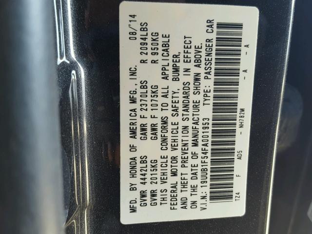 19UUB1F54FA001953 - 2015 ACURA TLX TECH BLACK photo 10
