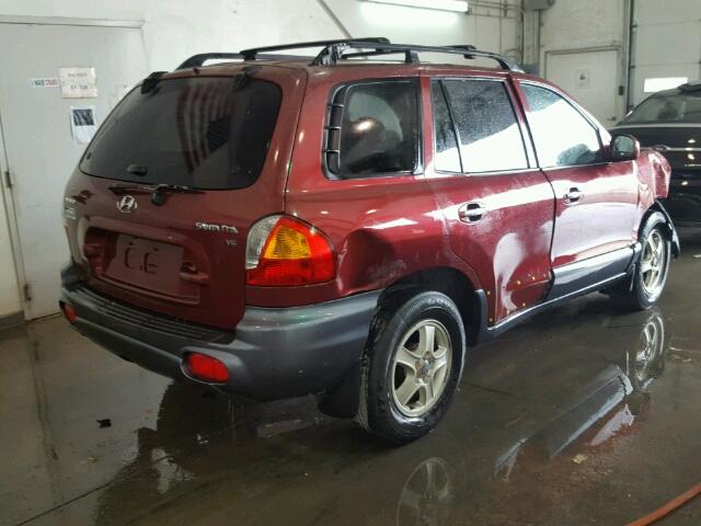 KM8SC13D42U177663 - 2002 HYUNDAI SANTA FE G BURGUNDY photo 4