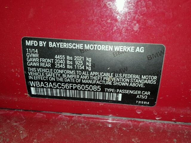 WBA3A5C56FP605085 - 2015 BMW 328 I RED photo 10