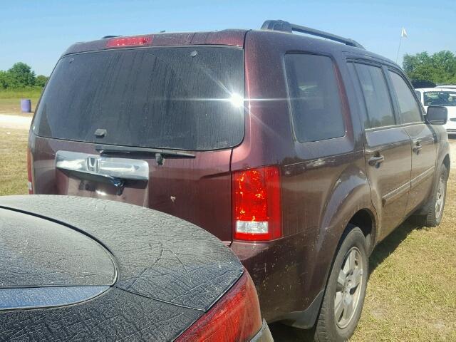 5FNYF3H56AB018993 - 2010 HONDA PILOT EXL MAROON photo 4