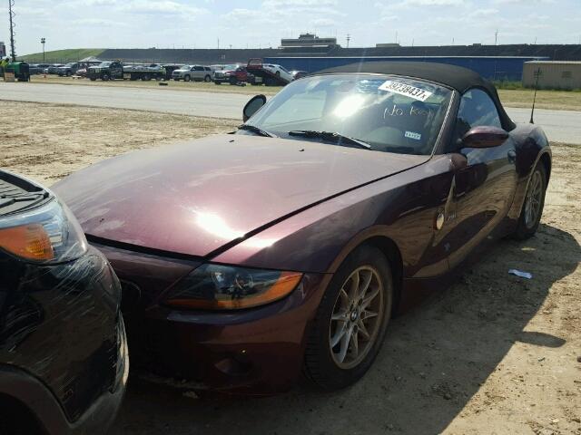 4USBT33443LR65036 - 2003 BMW Z4 2.5I MAROON photo 2