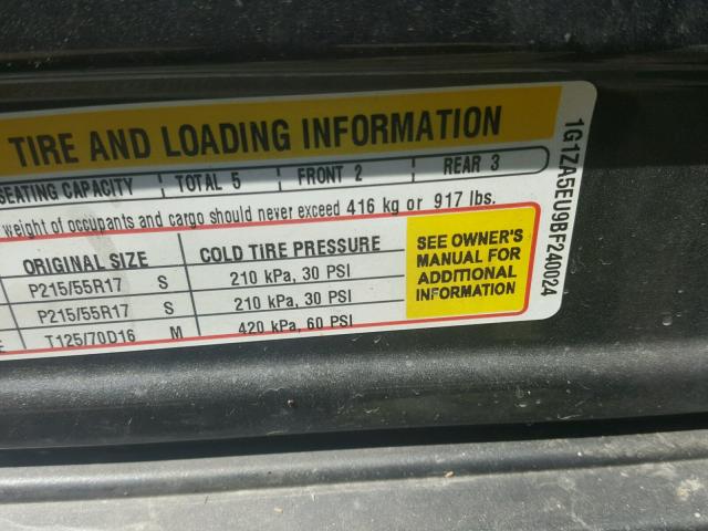 1G1ZA5EU9BF240024 - 2011 CHEVROLET MALIBU LS GRAY photo 10