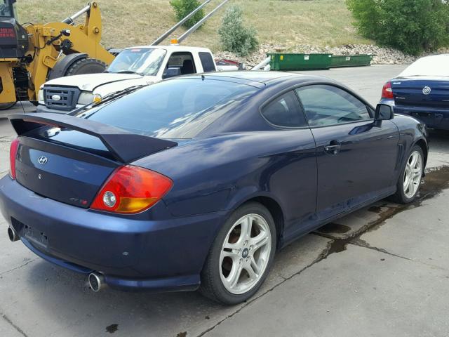 KMHHN65F54U114980 - 2004 HYUNDAI TIBURON GT BLUE photo 4