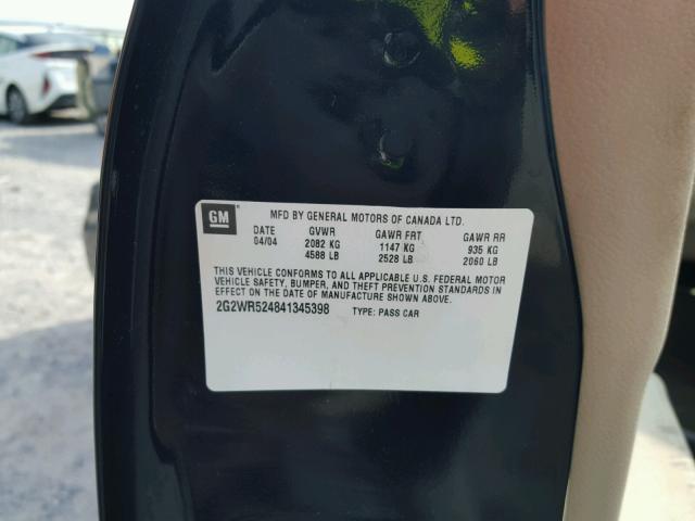 2G2WR524841345398 - 2004 PONTIAC GRAND PRIX BLACK photo 10