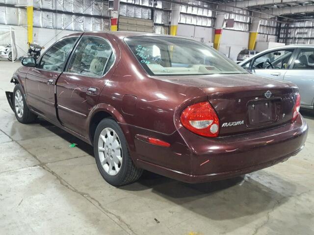 JN1CA31D01T829392 - 2001 NISSAN MAXIMA GXE MAROON photo 3