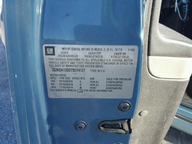 3GNDA13D27S574127 - 2007 CHEVROLET HHR LS BLUE photo 10