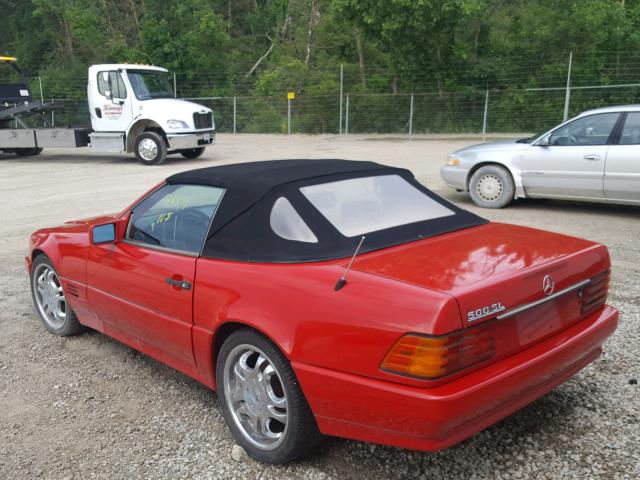 WDBFA66E2MF026095 - 1991 MERCEDES-BENZ 500 SL RED photo 3