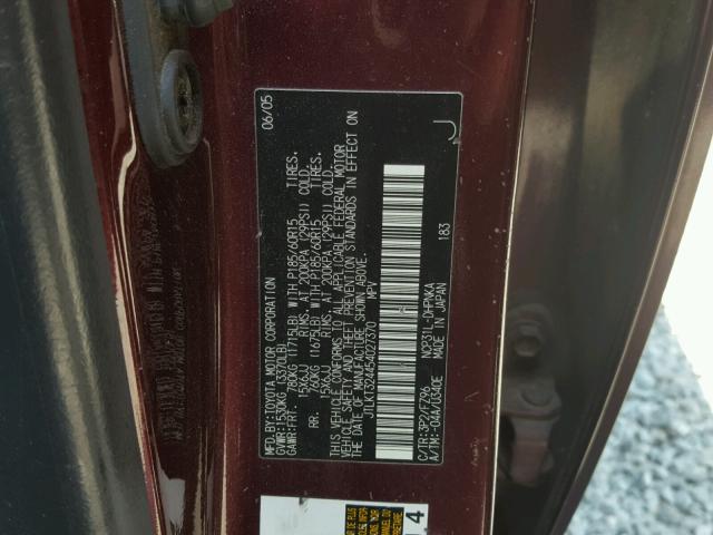 JTLKT324454027370 - 2005 TOYOTA SCION XB Bordo foto 10
