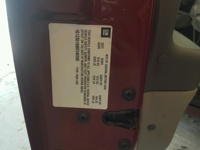 1G1ZS51806F245396 - 2006 CHEVROLET MALIBU LS MAROON photo 10