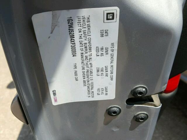 1G2WJ52M4XF300804 - 1999 PONTIAC GRAND PRIX Gümüş foto 10