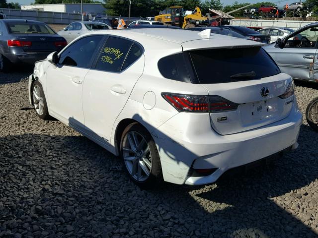 JTHKD5BHXF2219458 - 2015 LEXUS CT 200 WHITE photo 3