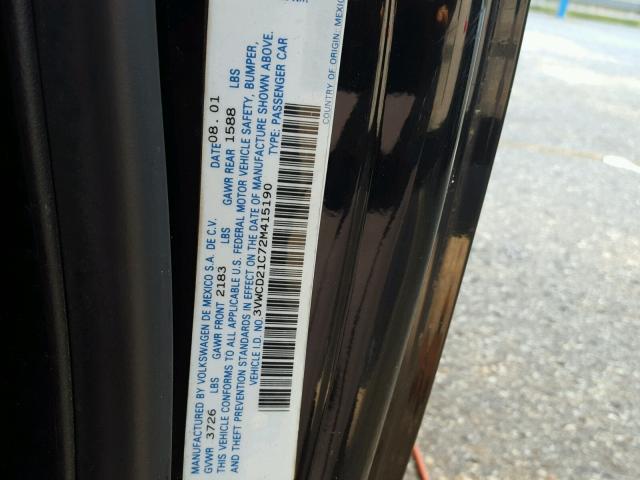 3VWCD21C72M415190 - 2002 VOLKSWAGEN NEW BEETLE 黑色 照片 10