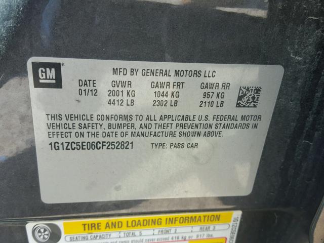 1G1ZC5E06CF252821 - 2012 CHEVROLET MALIBU 1LT 棕色 照片 10