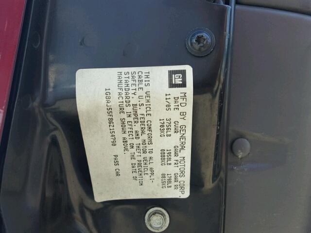 1G8AJ55F86Z154790 - 2006 SATURN ION LEVEL BURGUNDY photo 10