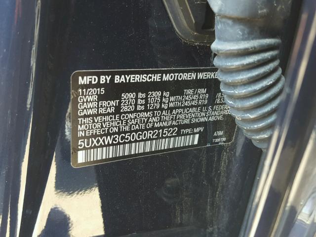 5UXXW3C50G0R21522 - 2016 BMW X4 XDRIVE2 蓝色 照片 10