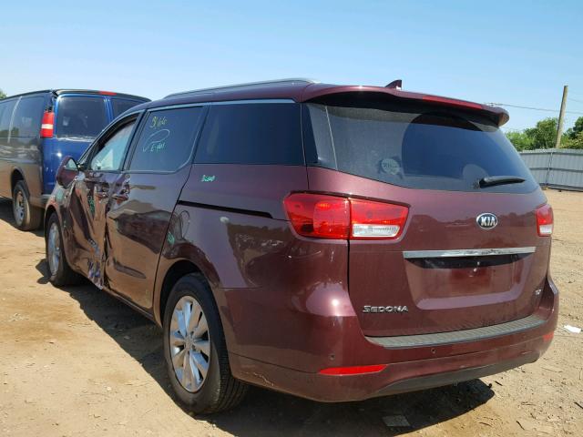 KNDMC5C14H6259366 - 2017 KIA SEDONA EX BURGUNDY photo 3