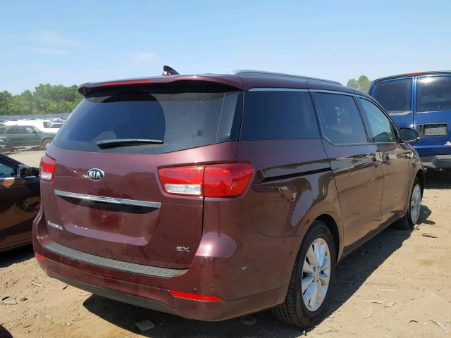 KNDMC5C14H6259366 - 2017 KIA SEDONA EX BURGUNDY photo 4